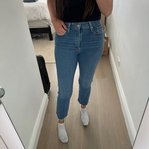 Levi high rise jeans with cut off